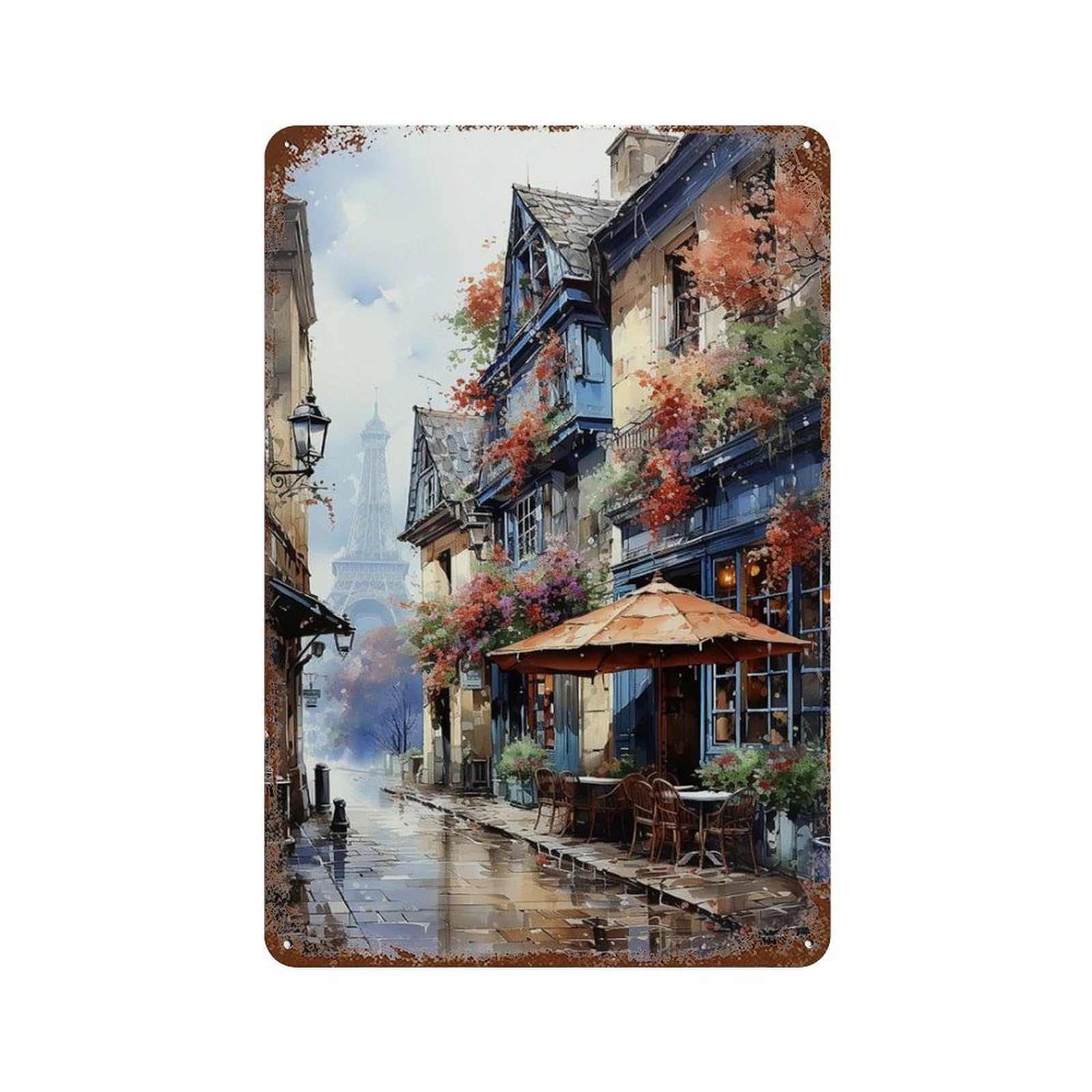 xiaoxiaoshen Cityscape Streets Of Paris France Wall Decor Art Metal Tin Poster Modern Home Decor Art Home Bar Shop Decorations Vintage Sign 30x20cm