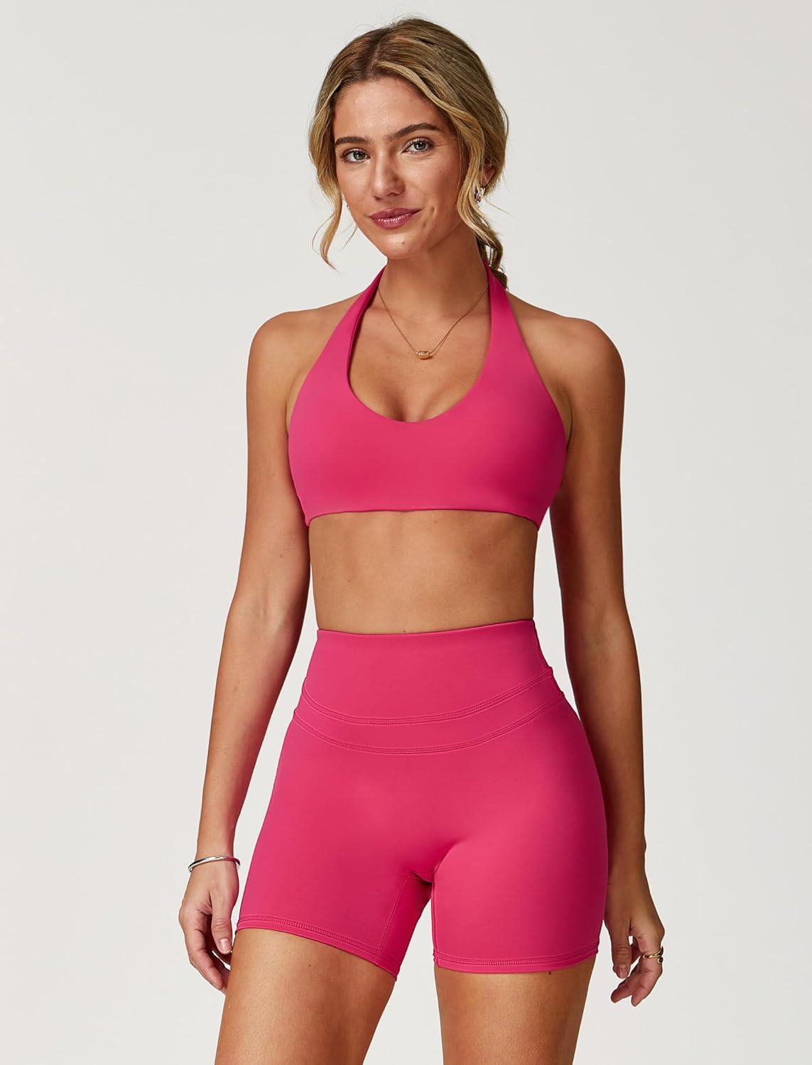 Womens Workout Sets Cross Back Sports Bras Matching High Waist Biker Shorts Yoga Jogger Outfits Work Out Clothes