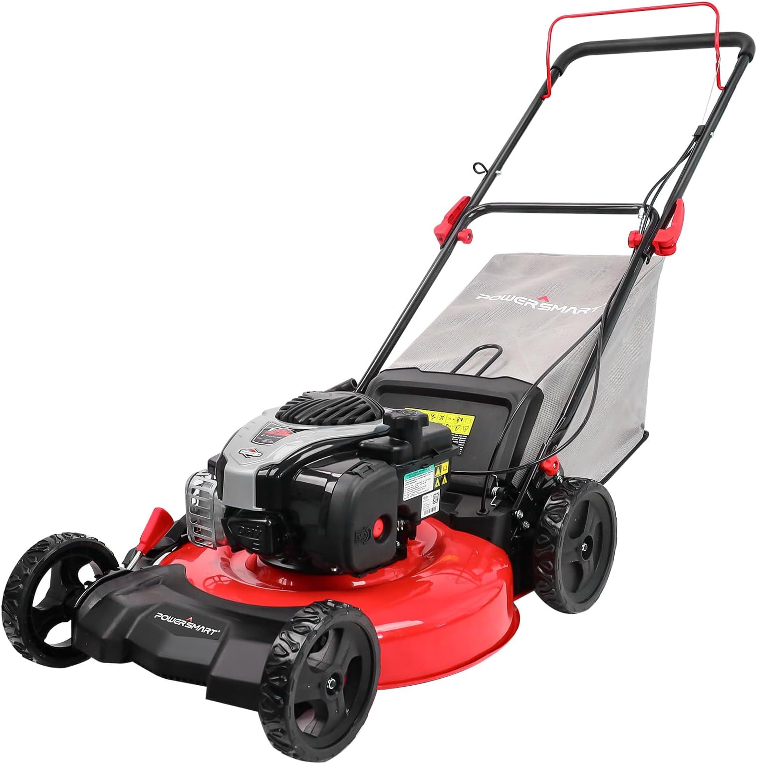 PowerSmartGas Lawn Mower 21-Inch with 140cc Briggs and Stratton E550 Engine, High Wheels, 3-in-1 with Bagging
