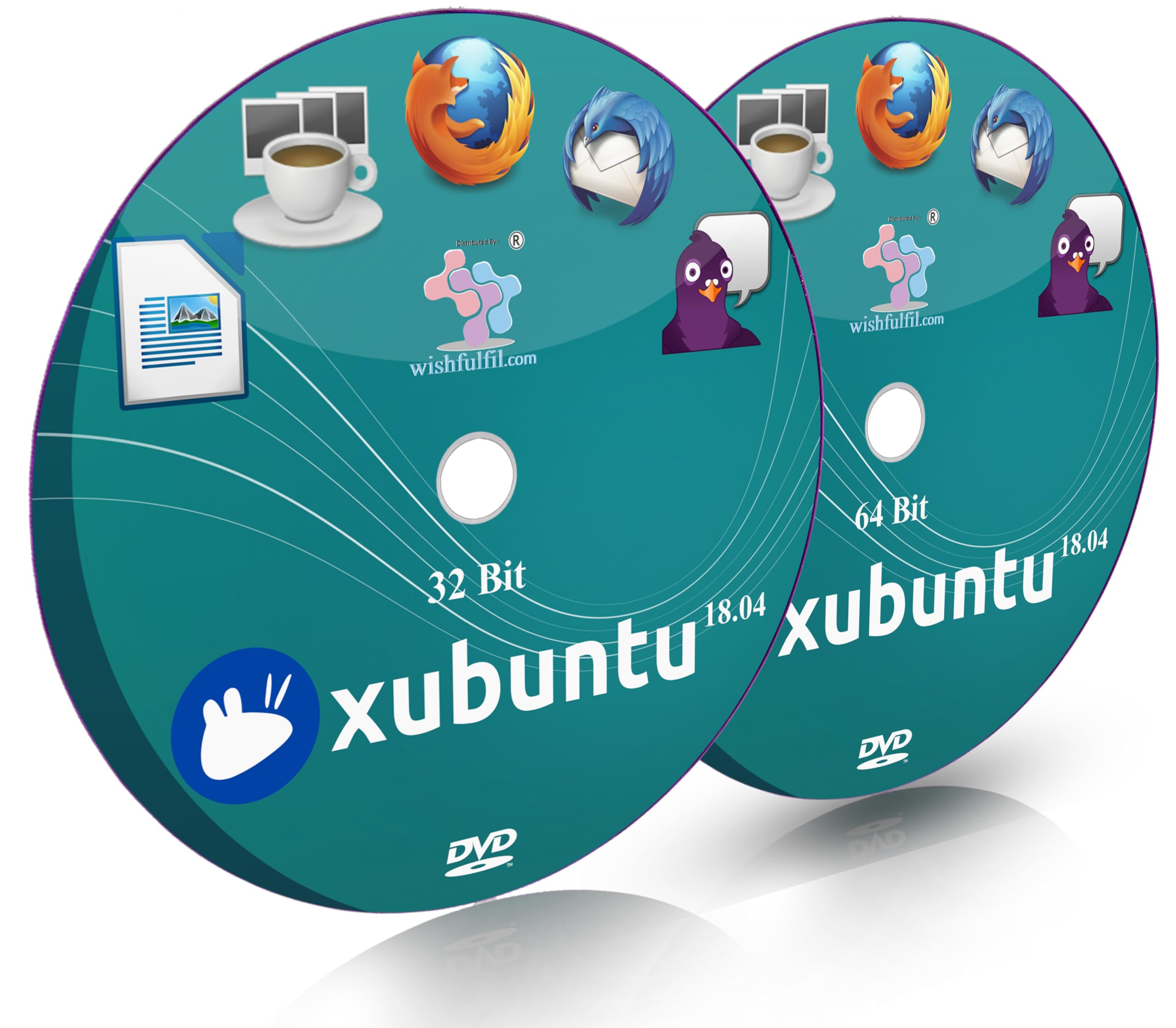 wishfulfil Xubuntu 18.04 XFCE 32 Bit and 64 Bit Live Bootable Installation DVD