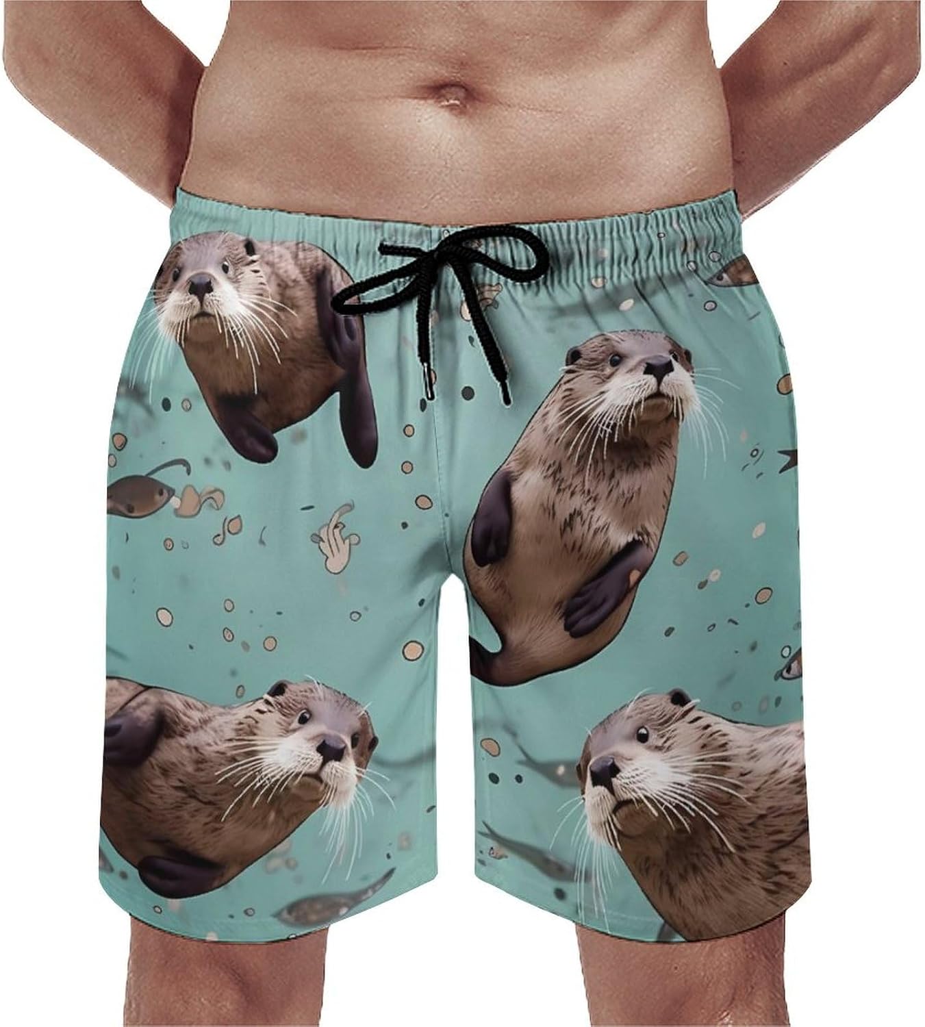 Otters Mens Swim Trunks Quick Dry Hawaii Bathing Suit Board Shorts with Mesh Lining-