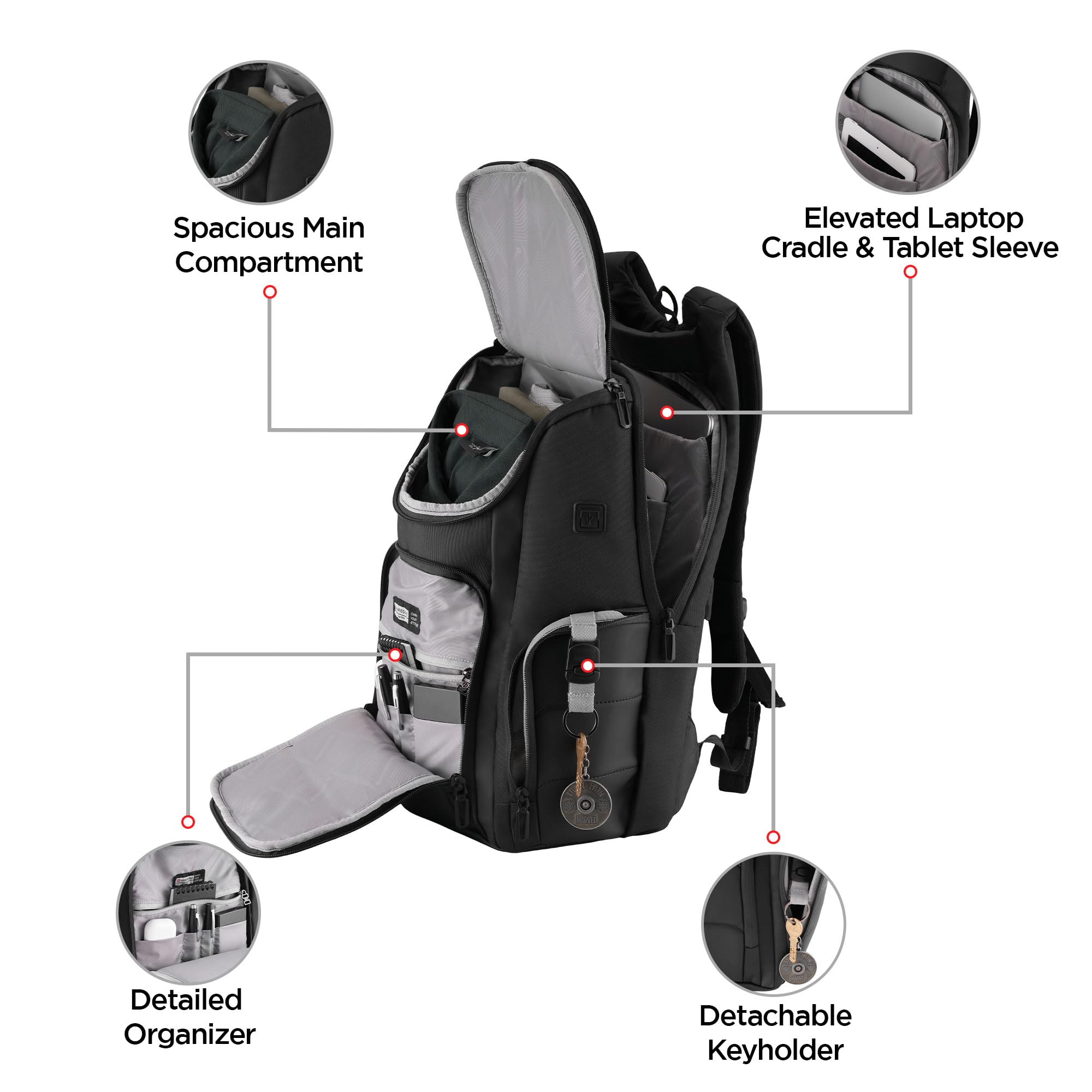 HARISSONS Teknos Business Travel Laptop Backpack | 35L | Fits 15.6β Laptop | 900D PU-Coated Polyester & Vegan Leather | Work, Travel & Commute | USB Port, Anti-Theft Pocket, Rain Cover (Black) 1