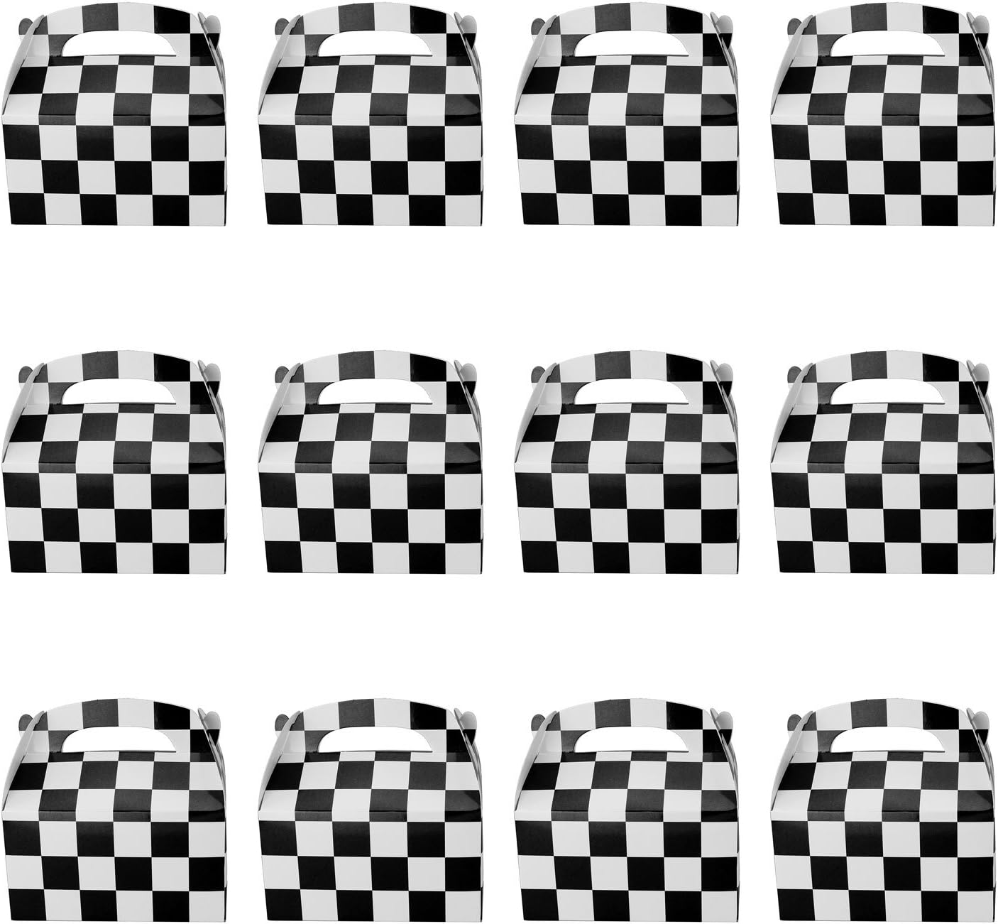 Tytroy12 PC Checkered Racing Flag Pennant Flag Black White Treat Box Party Favor Goodie Box