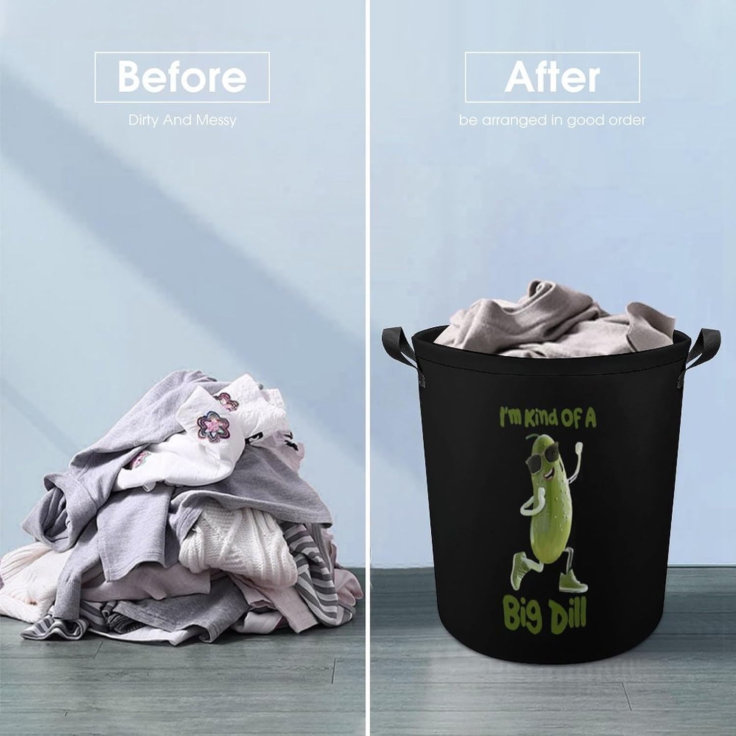 I'm Kind of A Big Dill Funny Pickle Funny Laundry Hamper Dirty Clothes Storage Basket with Handle for Bathroom Living Room