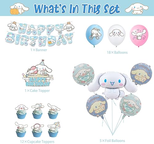 Miniatura 7 de Decoraciones de cumpleaños kawaii  Juego de 37, decoraciones de fiesta Kawaii, suministros de fiesta Kawaii incluyen lindo adorno de dibujos