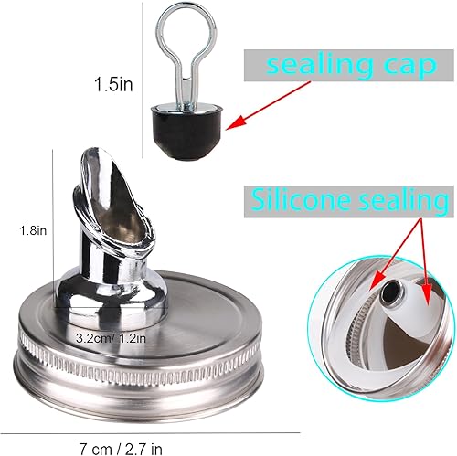Miniatura 2 de Mason Jar Pour Spouts. flujo libre Mason Jar verter Spouts, tarro de albañil para boquilla tamaño de boca regular tapa de germinación dispensador de