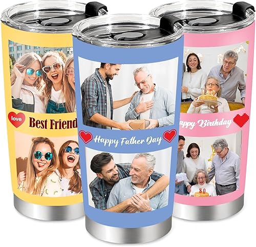 Miniatura 10 de Vaso personalizado con asa y pajita, vaso personalizado de 40 onzas con imagen, logotipo y texto - Taza de café de viaje de acero inoxidable, Vaso