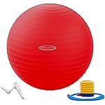Fitvids Anti-Burst and Slip Resistant Exercise Yoga Ball with Quick Pump 48-55cm, M, Red