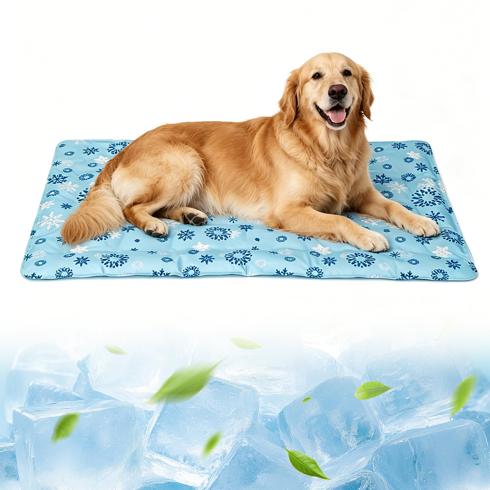 Mata chłodząca dla dużego psa 70x110 cm dla golden retrievera i labradora | Aktywny żel polimerowy o jednorazowym wypełnieniu, podwójna ochrona przed wyciekami na chłodne lato, składana