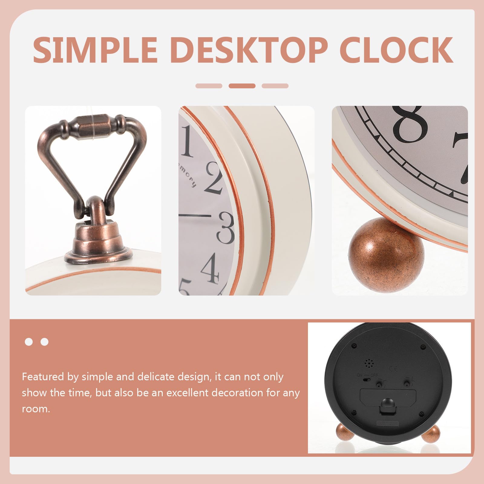 Retro Stille Tischuhr aus Metall mit Klarer Zeitskala und Kreativem Design für Wohnzimmer und Küche als Stilvolle Dekoration