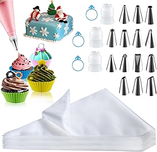 Piping Bags 100pcs, Disposable Icing Bags, 12 Inch Thickened Pastry Bags, Anti Burst Frosting Bags, Non-slip Piping Bags and Tips Set for Baking Cupcake, Cookies and Cake Decorating