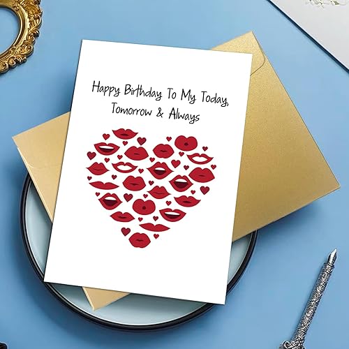 Miniatura 7 de Tarjeta romántica de cumpleaños para novio, novia, él y ella, dulce tarjeta de cumpleaños para marido y esposa, feliz cumpleaños a mi hoy mañana y