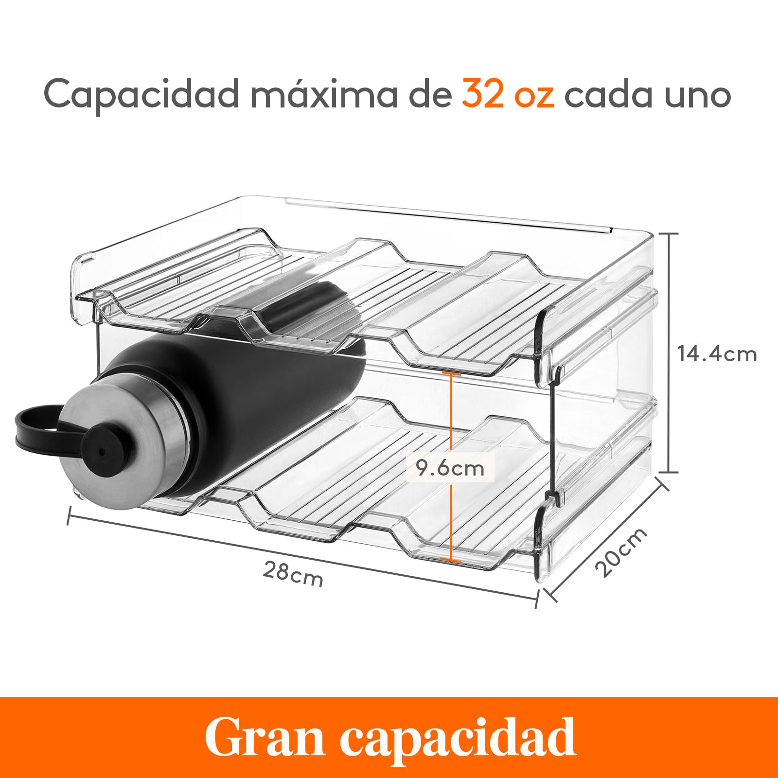 Lifewit Organizador de Botellas de Vino y Agua Apilable para Armario, Frigorífico, Despensa - Portabotellas de Plástico para Almacenar en Encimera, Armario, Oficina - Pack de 2