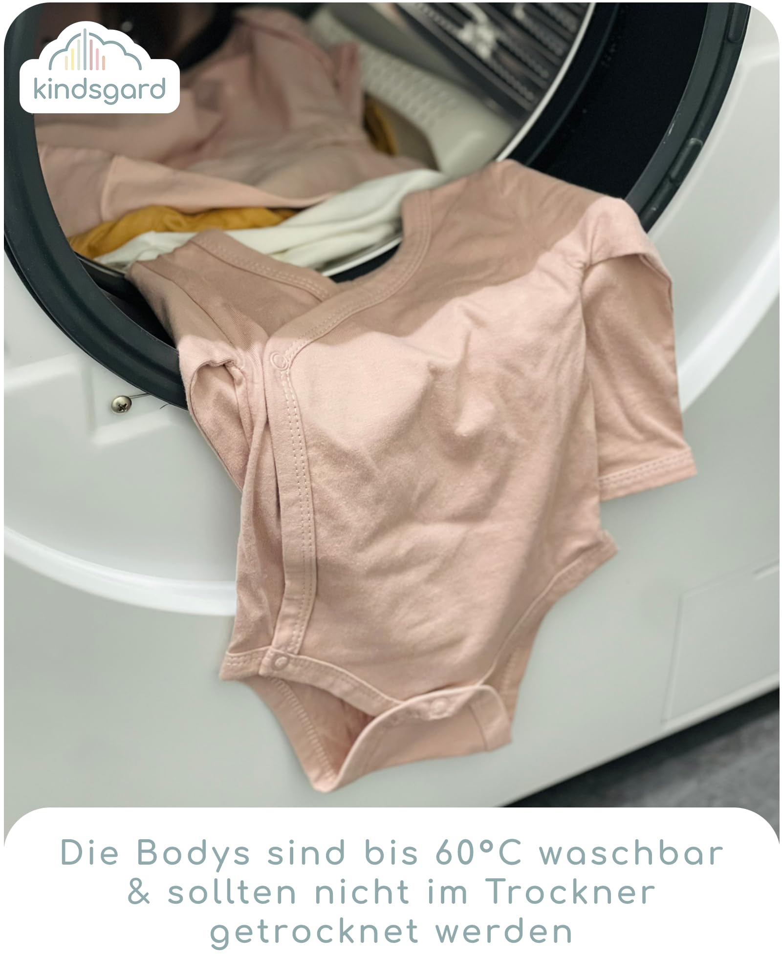 Kindsgard Wickelbody langarm „trunder“ – 5er-Pack – 100% Bio-Baumwolle – OEKO-TEX zertifiziert – weich, atmungsaktiv & pflegeleicht – Baby Body mit Druckknöpfen