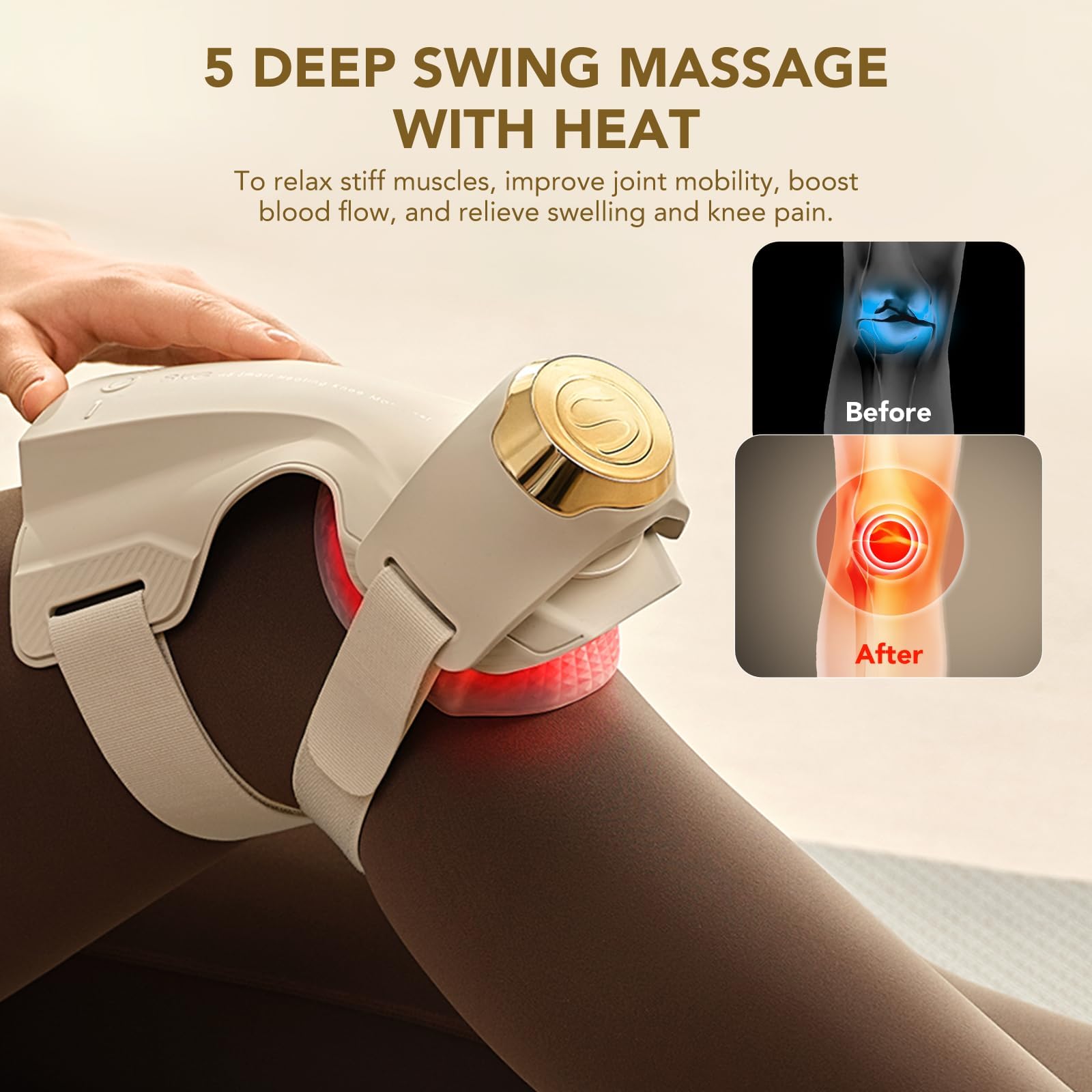 SKG Kniemassagegerät mit Rotes Licht Wärme & Vibration, Kabellos, WS500