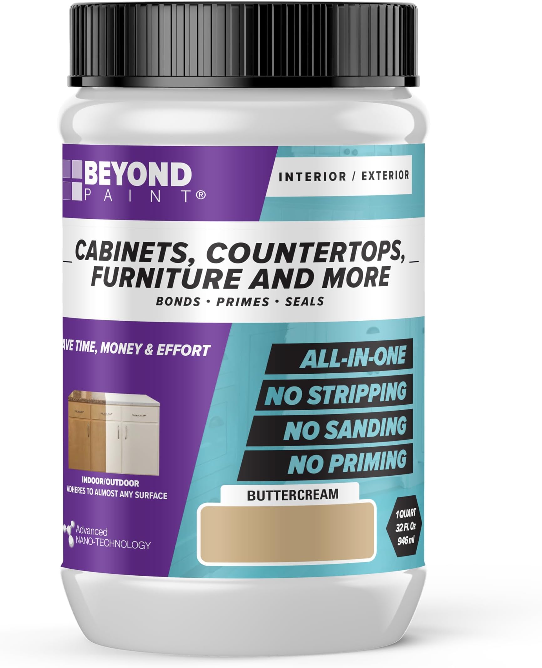 Furniture, Cabinets and More All-in-One Refinishing Paint Quart- Color: Buttercream
