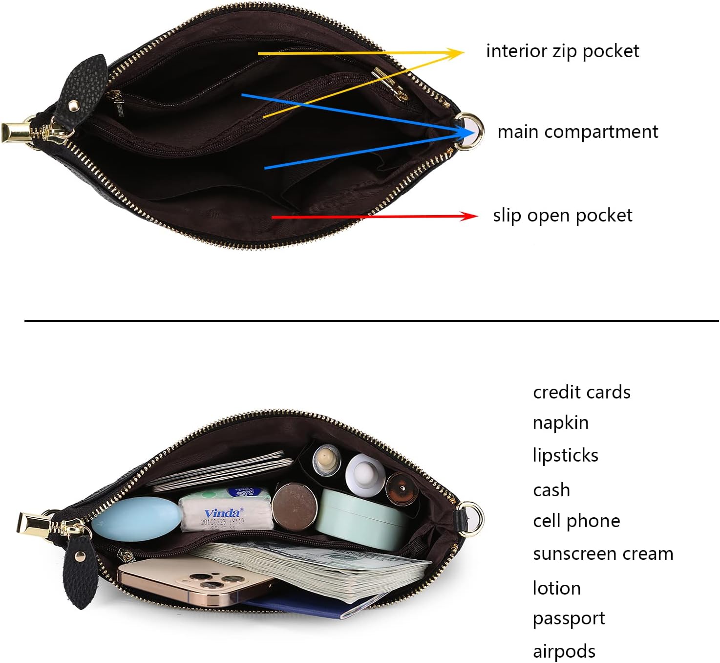 YALUXE Genuine Leather Wristlet Handbags Purses Cell Phone Pocket Clutch Wallet Crossbody Bags for Women - Image 4