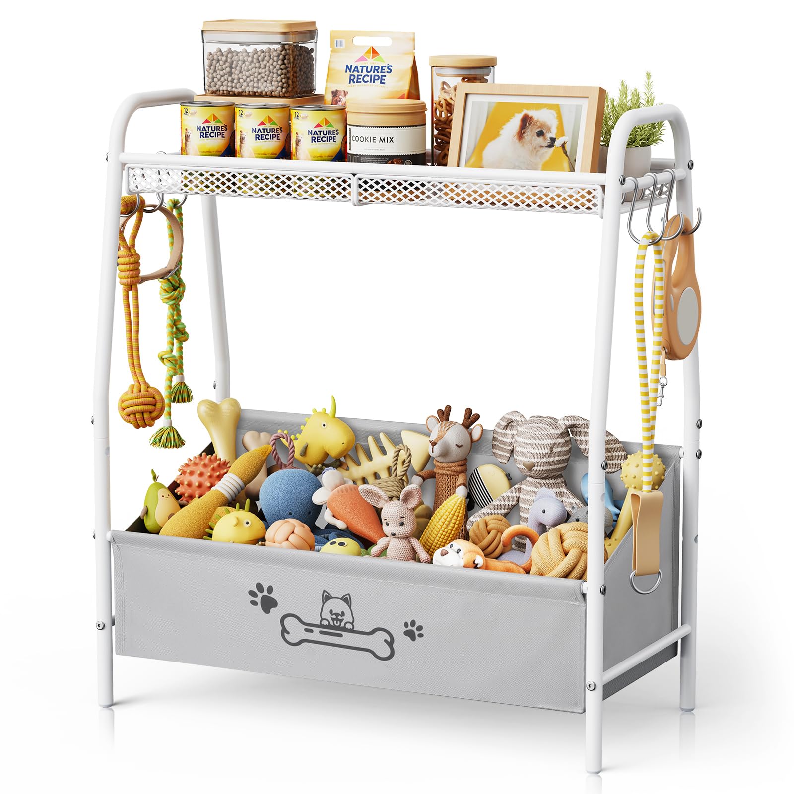 Lomivra Large Dog Toy Basket (23.6"x11.2"x9.7"), Dog Toy Bin with Storage Organizer, Trapezoid Dog Toy Box for Dog Stuff, Toy Holder Chest for Pet Dog Cat, Dog Essentials for Dog Accessories