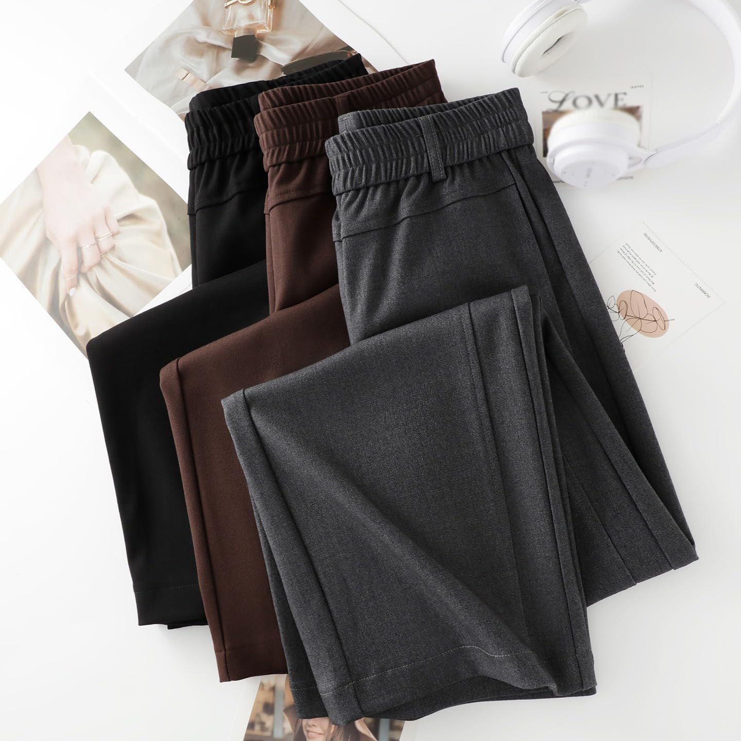 Women's Fall High Waist Loose Cropped Straight Casual Suit Wide Leg Pants