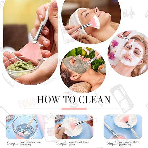 Miniatura 5 de Maitys 6 pinceles faciales para máscara de abanico, herramientas de cepillo aplicador de máscara suave, brochas de maquillaje delgadas, herramienta