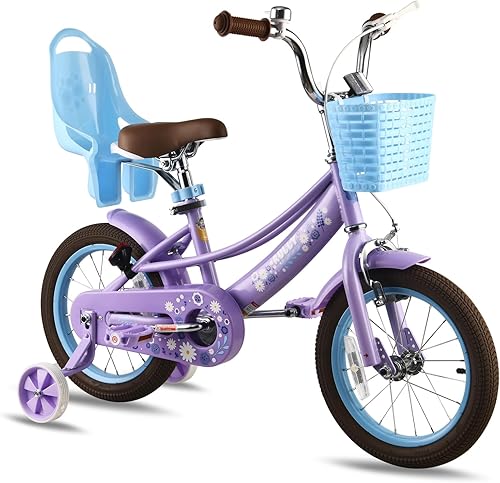 Miniatura 7 de RULLY Bicicleta infantil de 12 pulgadas para niñas y niños de 2, 3 y 4 años, con ruedas de entrenamiento y campana de cesta, bicicleta para niños