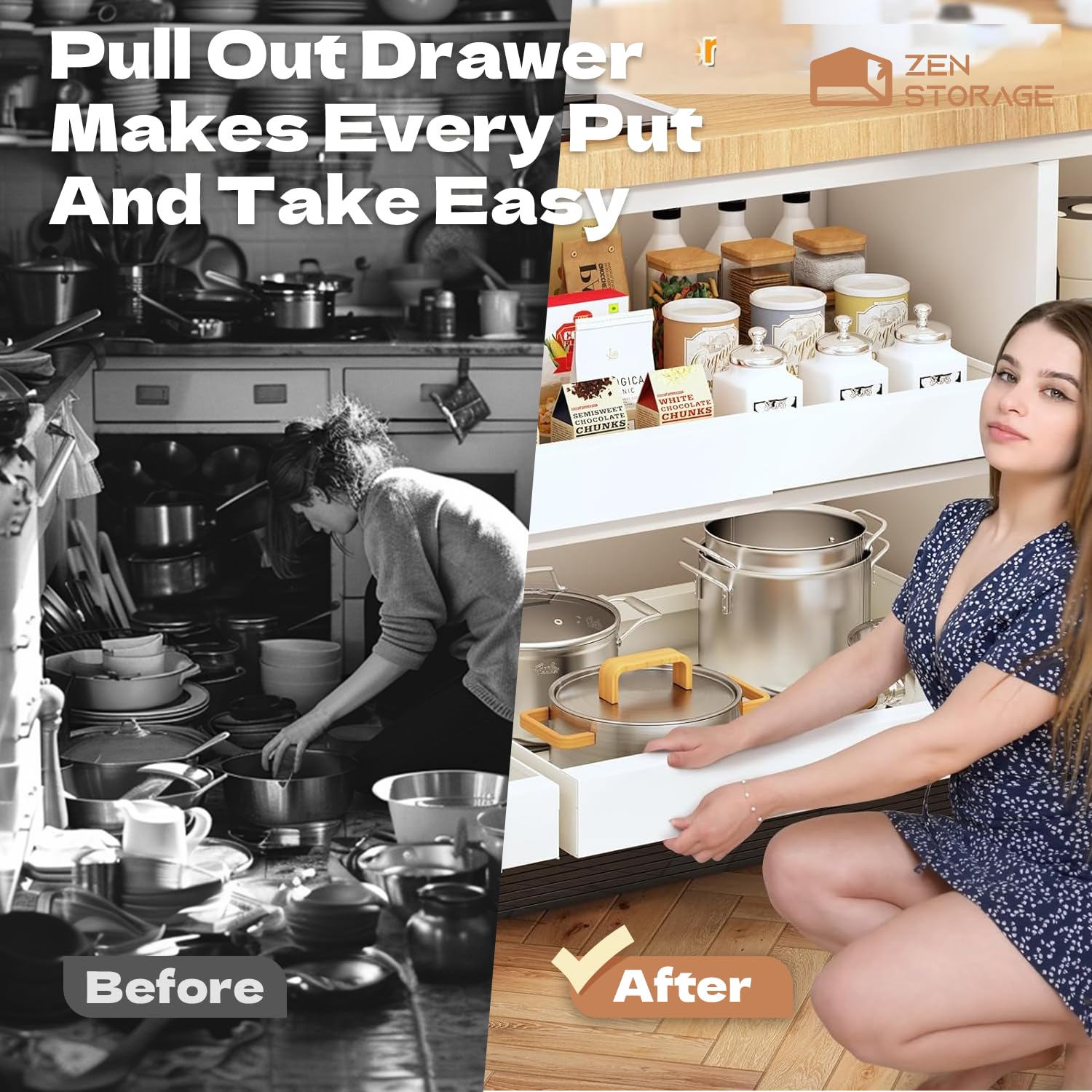 ZenStorage Expandable Sliding Out Cabinet Organizer (12.48