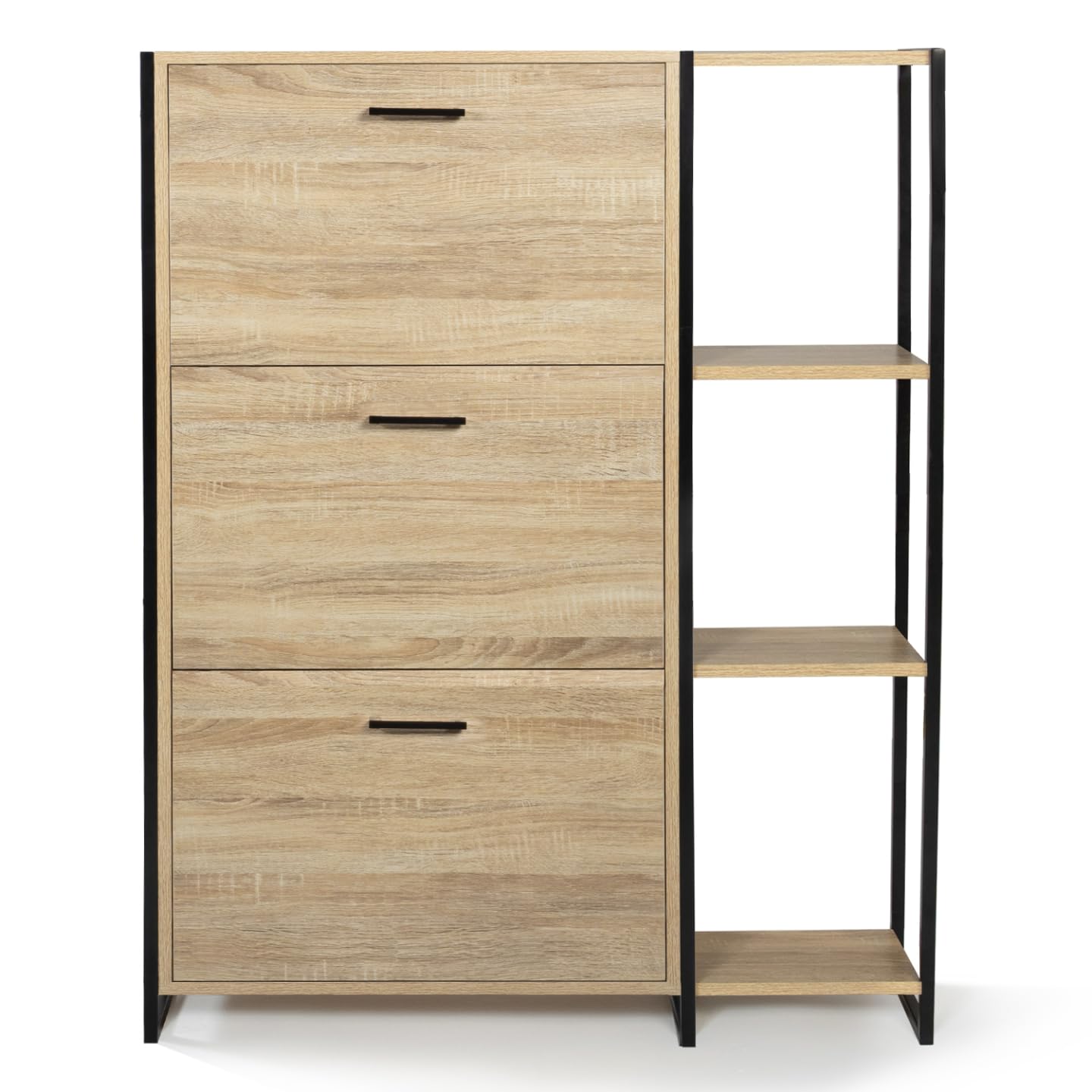 IDMarket Luis - Mueble para zapatos (18 pares, 3 puertas, con estante de diseño industrial