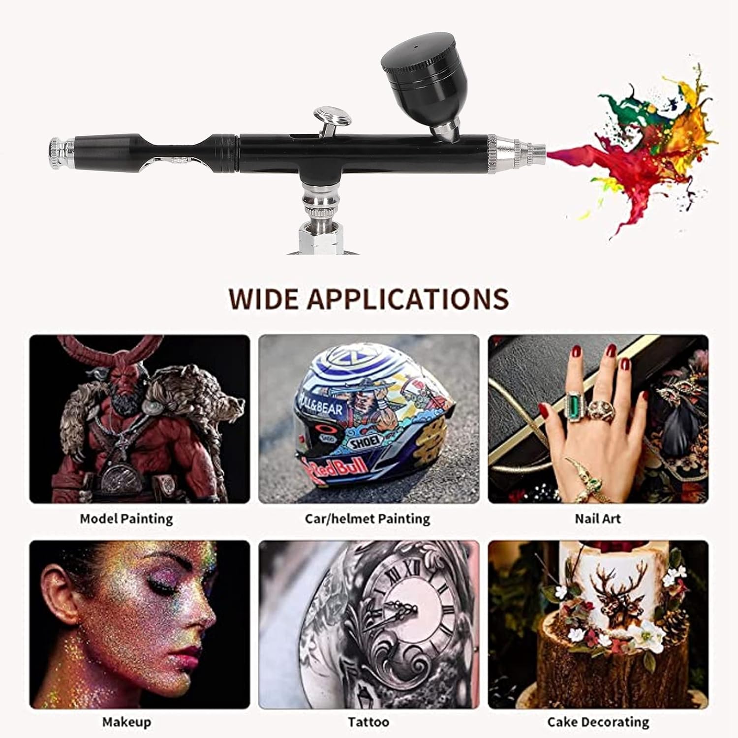 Upgraded Airbrush Kit with 17.4psi Portable Air Compressor, Cordless Handheld Set for Makeup, Tattoos, Crafts & DIY