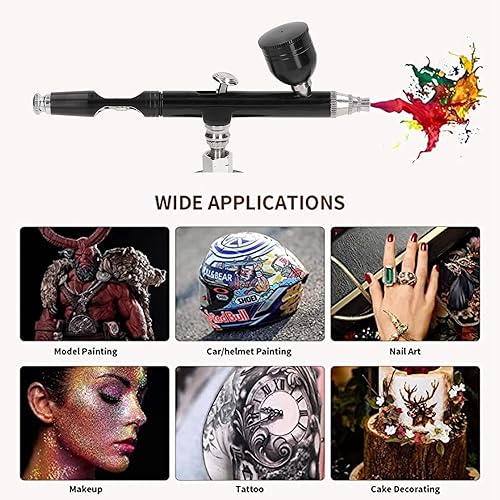 Miniatura 8 de Kit de aerógrafo mejorado con compresor de aire, pistola de aerógrafo inalámbrica portátil, juego de mano recargable, 17.4 psi, aerógrafo portátil