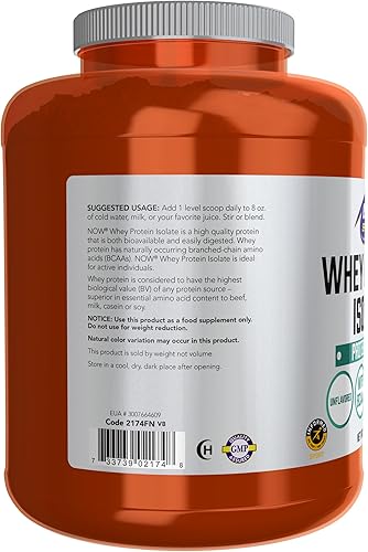 Miniatura 4 de NOW Sports Nutrition, aislado de proteína de suero de leche, 0.88 oz con BCAAs, polvo sin sabor, 5 libras y polvo de péptidos de colágeno
