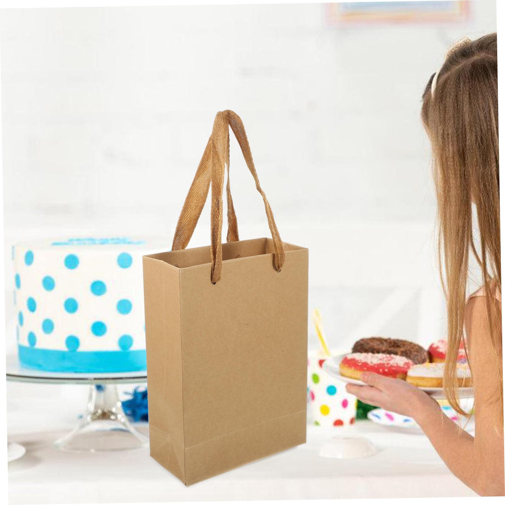 SOPOTUTU 25 Stück Teiliges Kraftpapier Geschenkbeutel mit Griffen Stabile Papiertüten für Partygeschenke Mitgebsel Lebensmittelverpackung und Einkaufstaschen Braune Geschenktaschen für