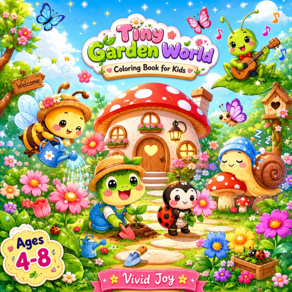 Tiny Garden World: A Cute and Cozy Coloring Book Filled with Tiny Garden Creatures, Wholesome Nature Scenes, and Adorable Mini Adventures