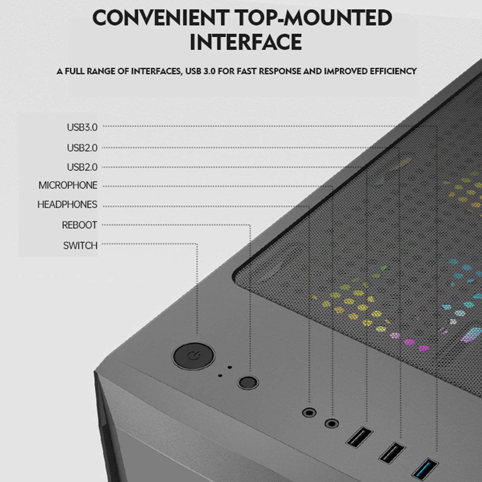 Caso Computer Case ATX Mid Tower PC Gaming - Porta USB Anteriore - Quick-Release Vetro temperato Pannello Laterale - Sistema di Gestione dei Cavi - Water-Cooling Ready - Nero/Bianco,Nero