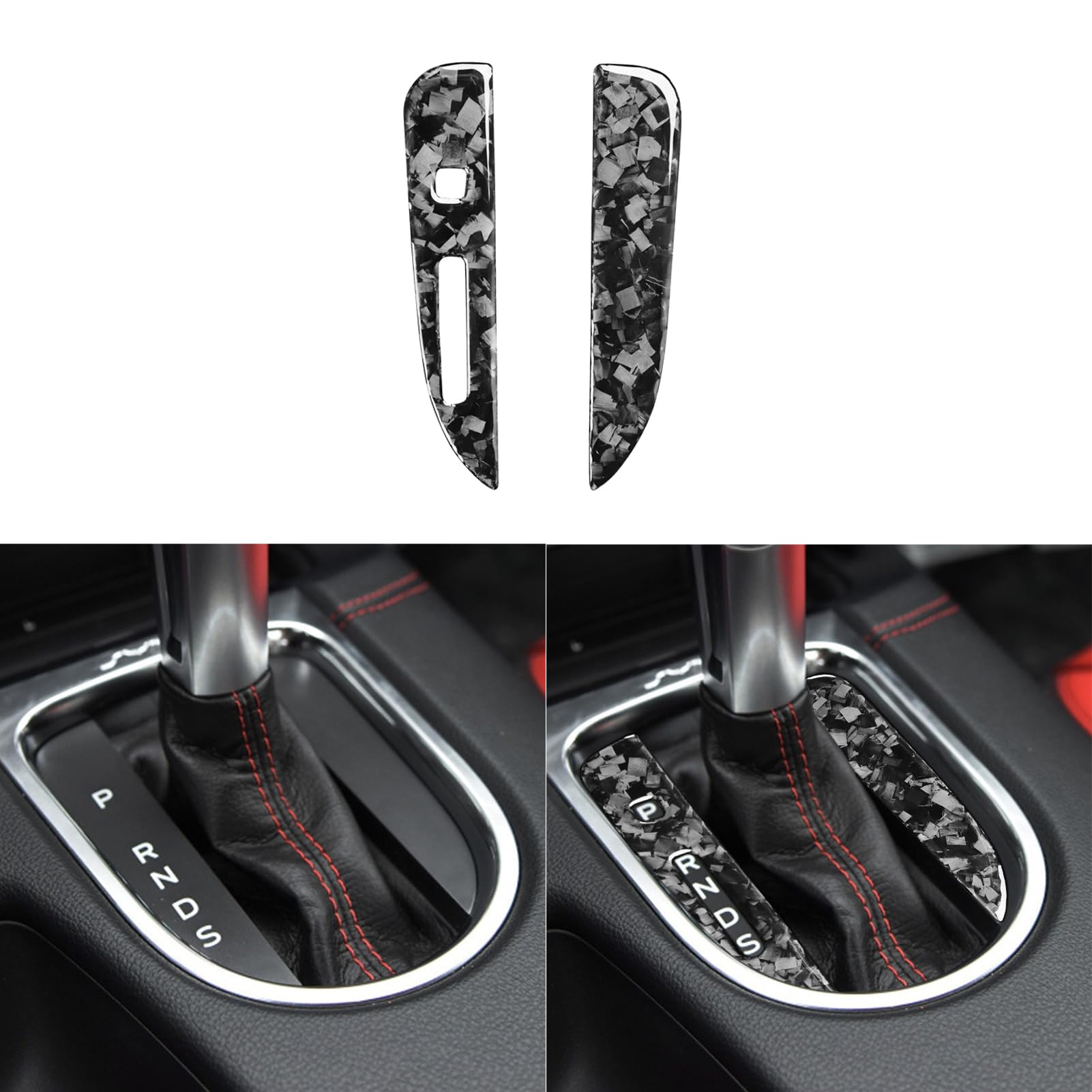 Car Center Console Gear Shift Indicator Panel Strip Trim Sticker Glossy Black Forged Carbon Fiber Decoration Compatible with Ford Mustang 2015-2020 Auto Interior Accessories