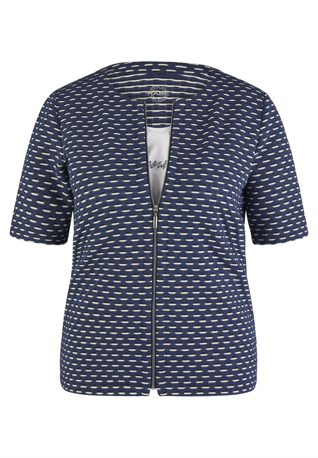 Rabe Damen Twin-Set Kurzarm, gemustert pazifik blau/weiss - 46