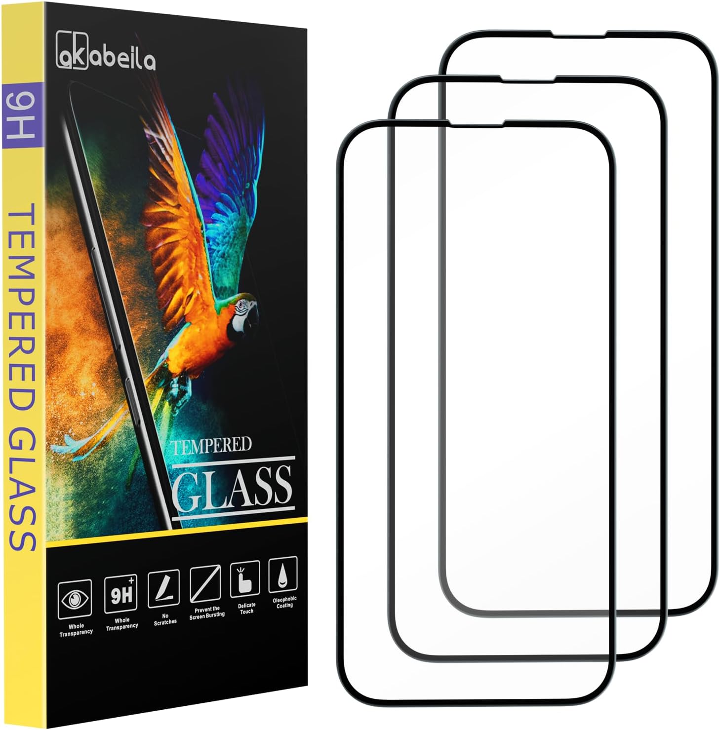 AKABEILA [3 Pack Screen Protector for Samsung Galaxy A15 Tempered Glass Premium HD Protective Film 9H Hardness Case Friendly 6.5 Inch