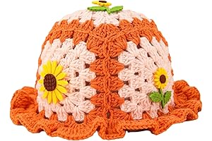 Exquisitely Embroidered Floral Knitted Bucket Hats for Women