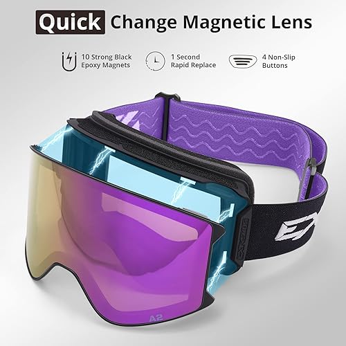 Miniatura 3 de Extremus MilkRun - Gafas de esquí, ligeras, visión amplia, protección UV400, compatible con casco, gafas de snowboard y nieve para hombres y mujeres