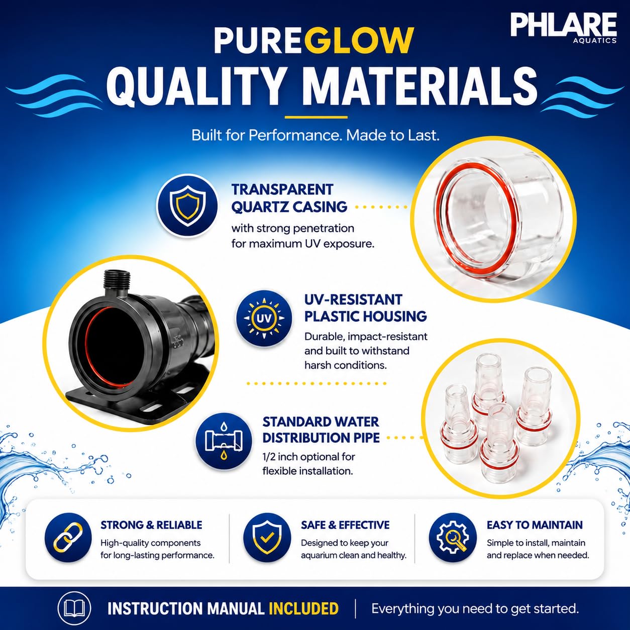 Filtro UV para acuario, luz UV externa para tanques y estanques de agua dulce y salada, 9 W