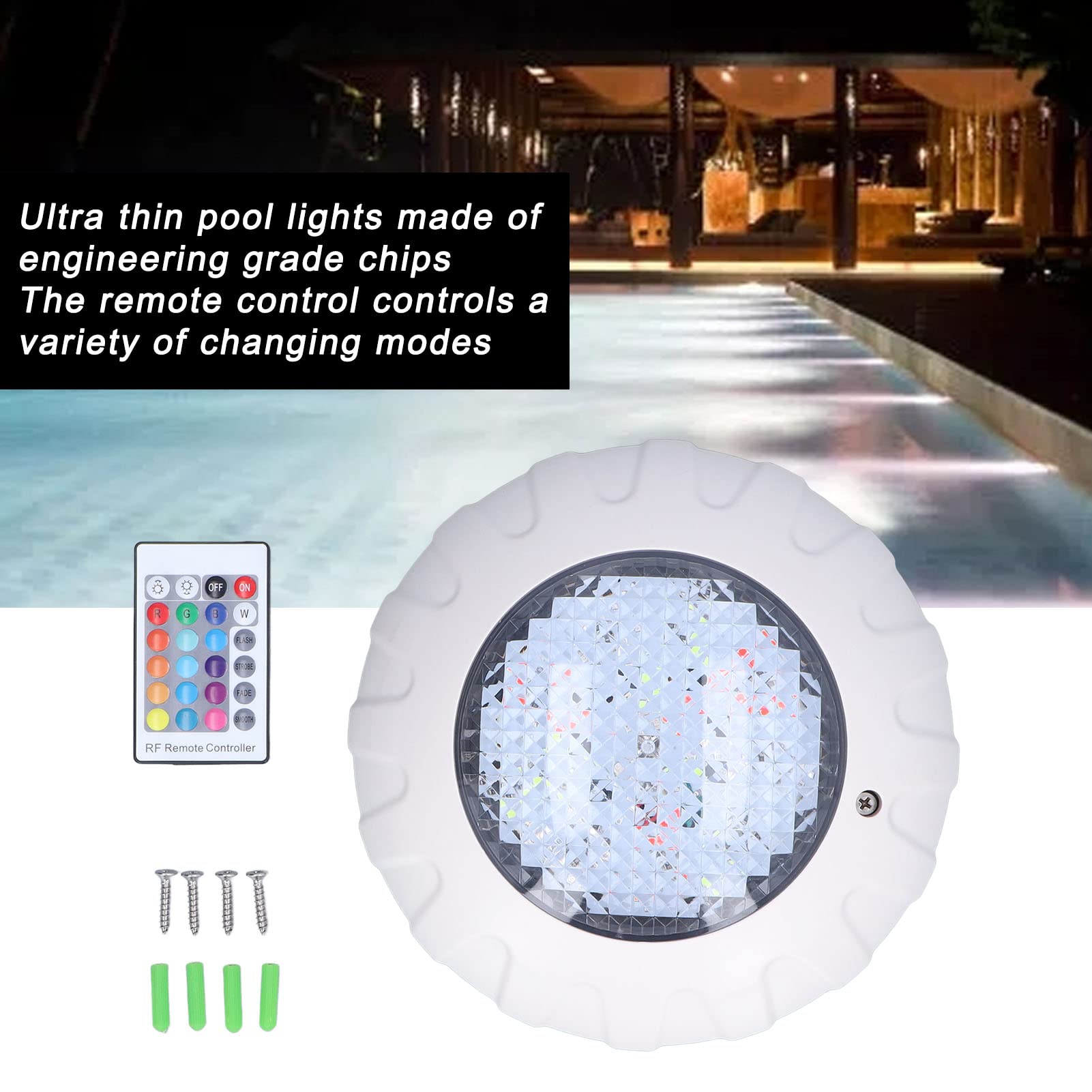 YWBL-WH Luces LED Subacuáticas para Piscina IP68, 12V 38W Luces Sumergibles Completamente Impermeables con Control Remoto RGB para Jardines y Estanques