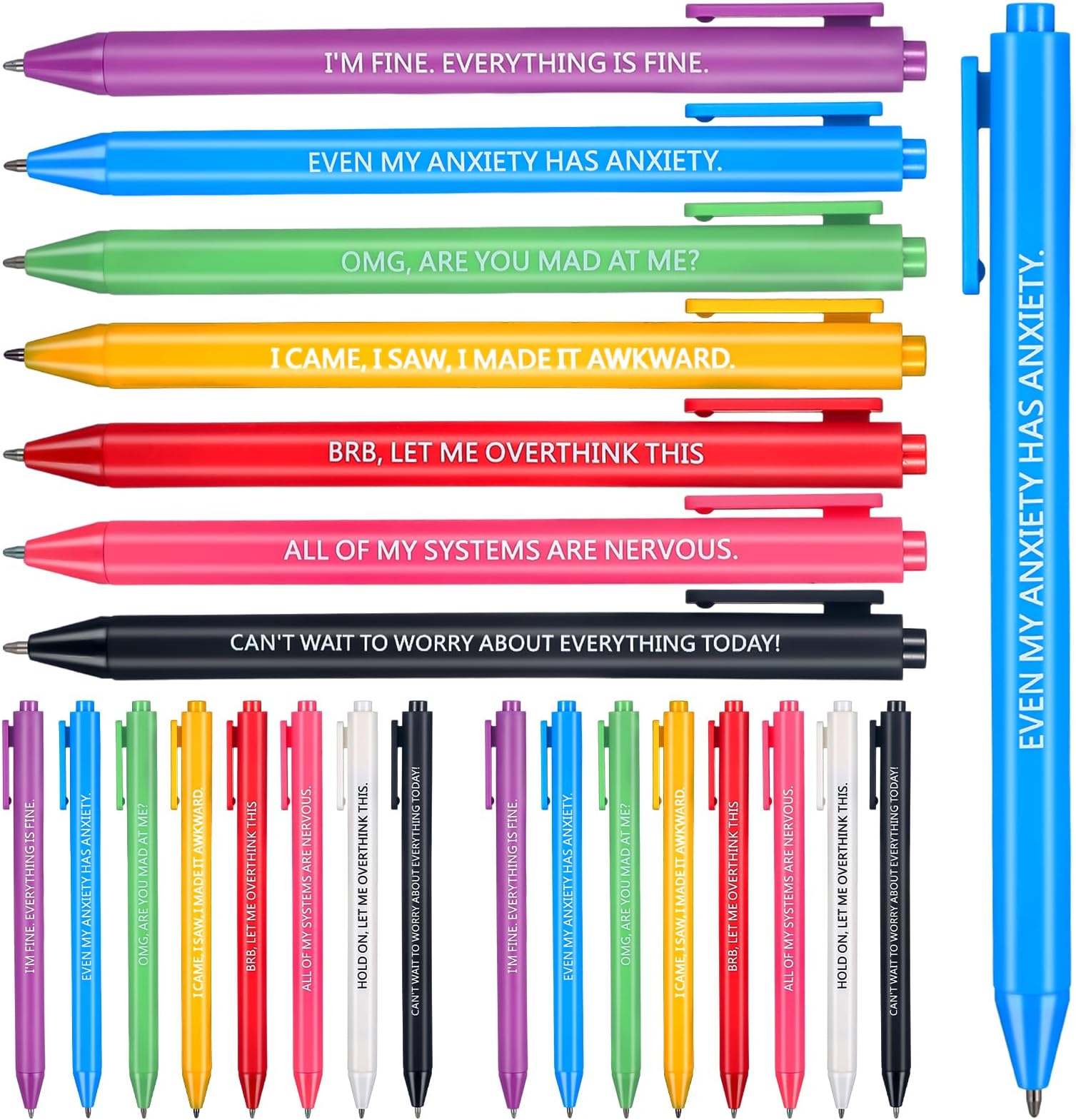 48 Pcs Funny Anxiety Ballpoint Coworker Gifts Bulk Snarky Ballpoint Pens with Sarcastic Sayings Anti Stress Anxiety Gag Gifts for Adult Teacher Women Work Supplies