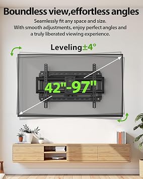USX MOUNT Full Motion TV Wall Mount for Large TVs 42-97 Inch up to 150 lbs, Wall Mount TV Bracket with Swivel and Tilt, Fits 16,18, 24 Wood Studs, Max VESA 600x400mm Fit 65+ 75+ 85 86 90 TVs XML925