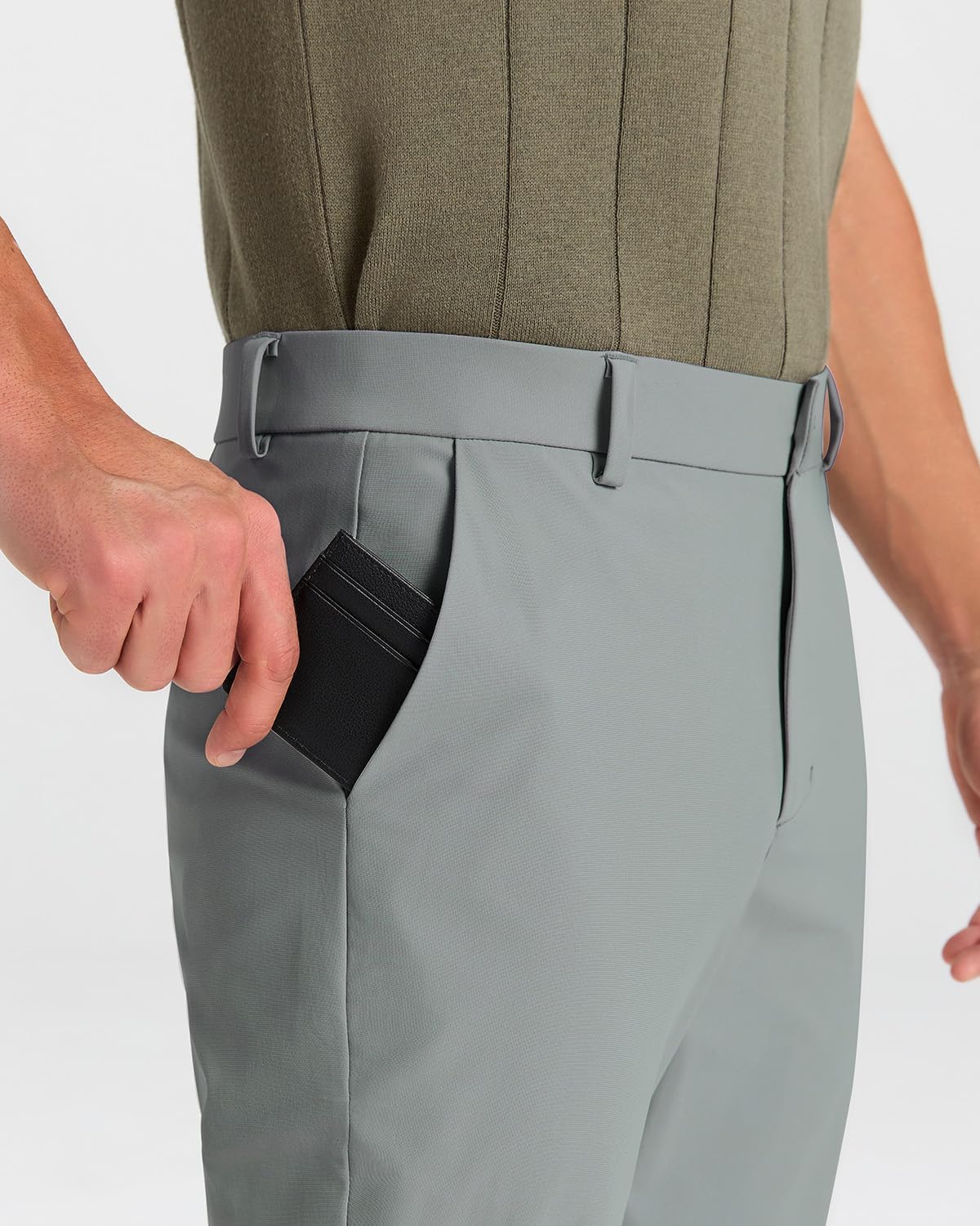 Mens Classic Fit Golf Pants Stretch Dress Pants 30''/32''/34'' Lightweight Casual Suit Pants with Pockets - Image 4