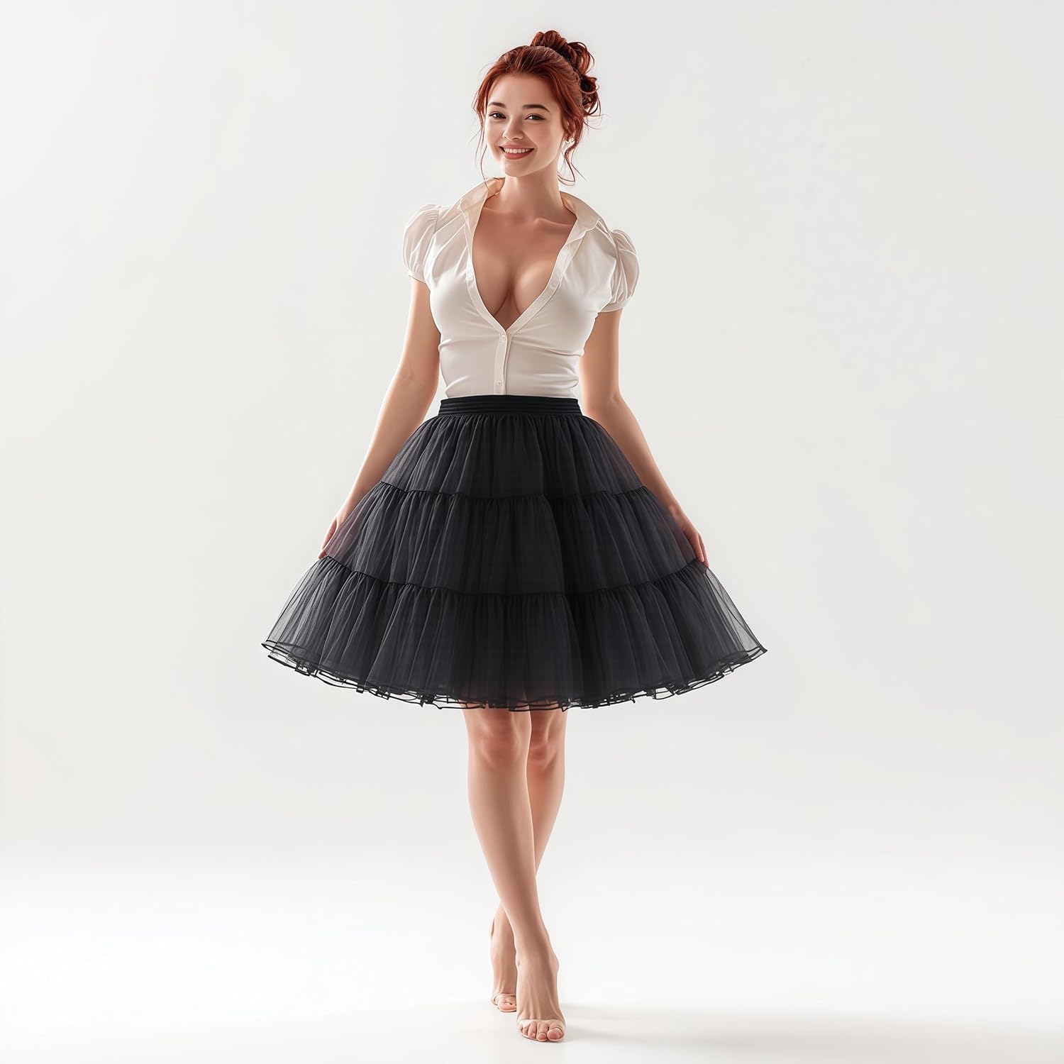 Women's Short Length Petticoat Above Knee Underskirt Half Slip Crinoline - Image 3