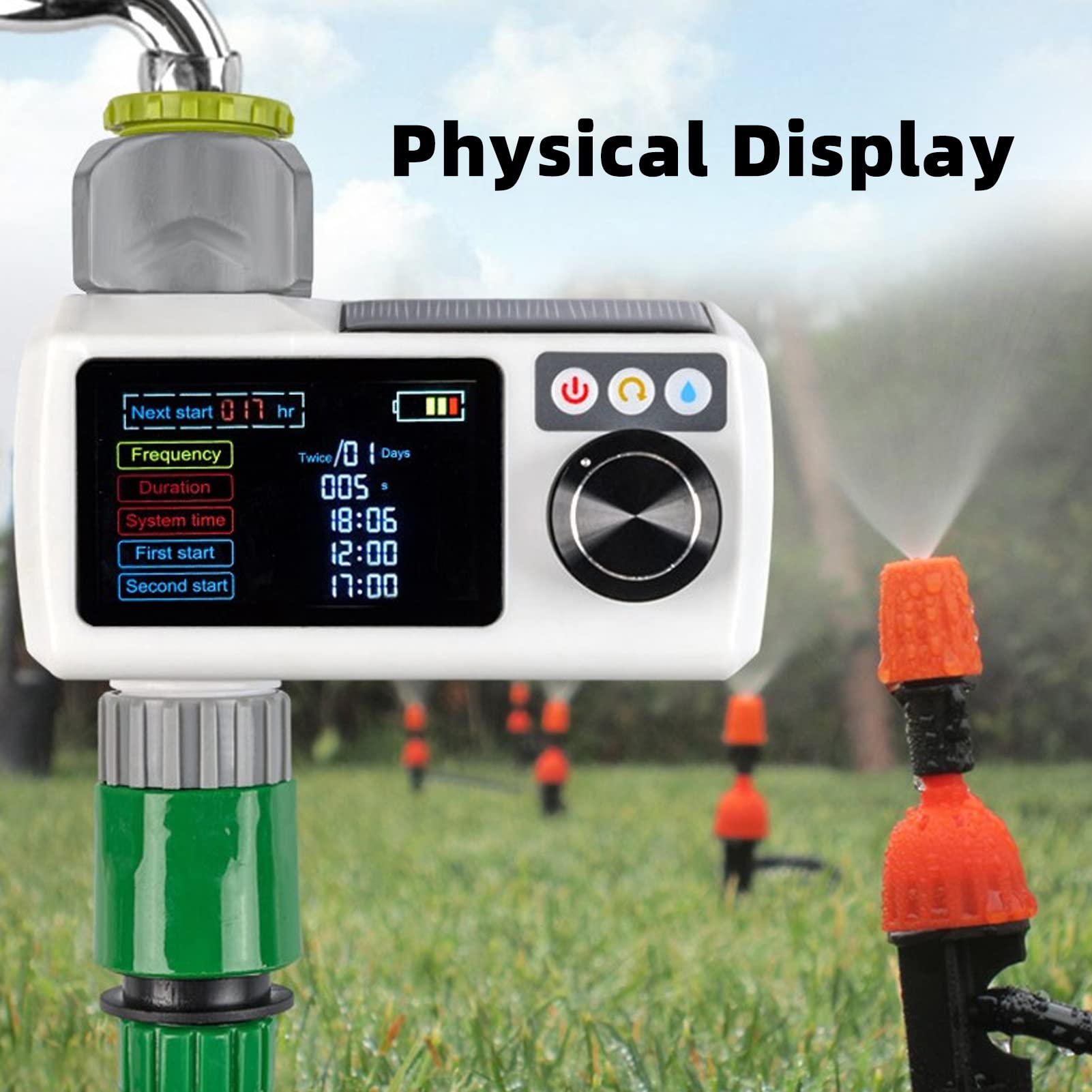 Temporizador de Riego Automático con Protección IP68 para un Riego Eficiente del Jardín, Material ABS, Batería Recargable de 700mAh, Ideal para Terrazas y Huertos