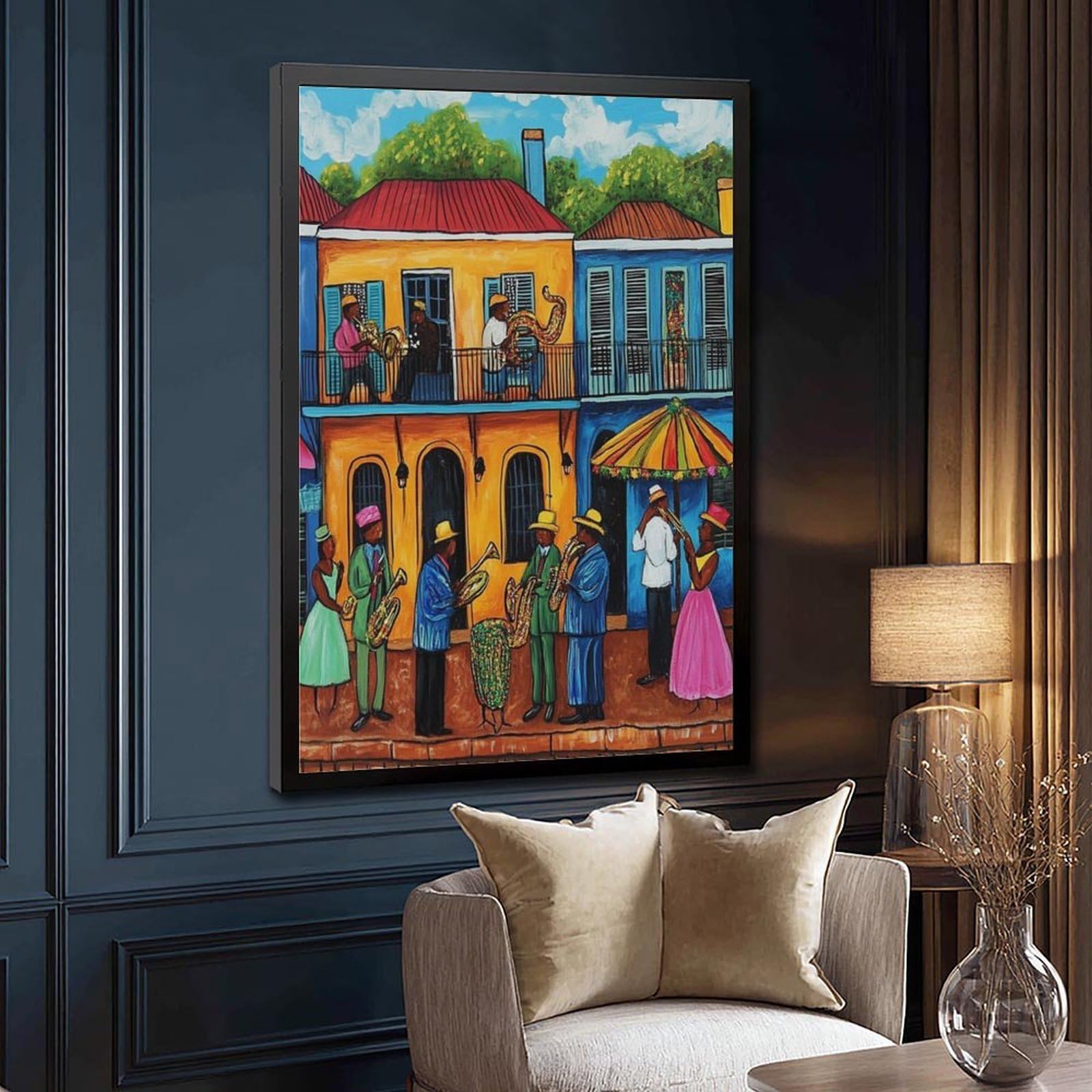 LXWNZE Mardi Gras Parade Art, poster colorato con scena di festival su tela, decorazione per camera da letto, ufficio, stanza, regalo, 40,6 cm L x 61 cm W