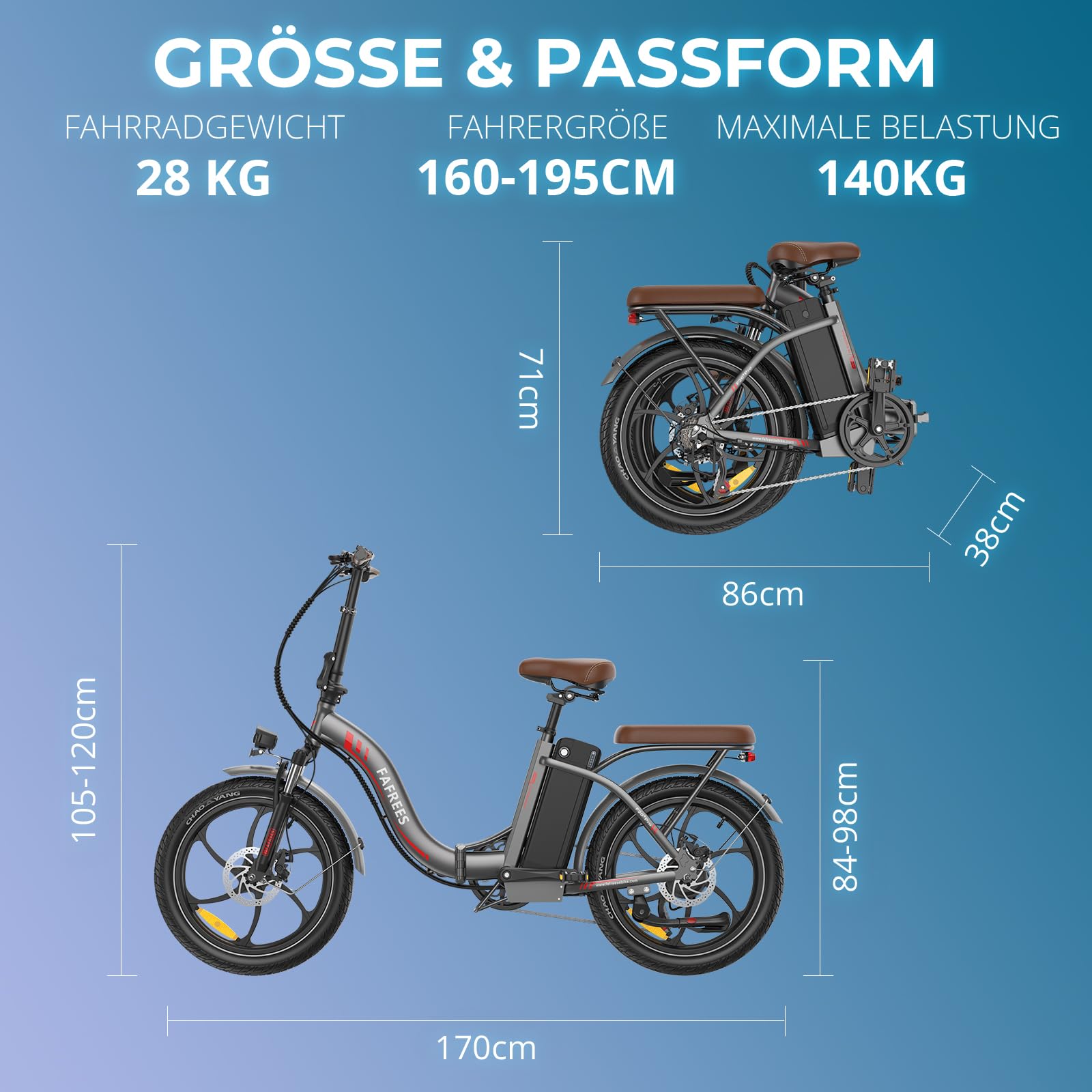 Fafrees 2026 F20 PRO+ E-Bike Klapprad 20 Zoll Tiefeinsteiger: 36V/25Ah Akku, 250W Motor, 140kg Tragfähigkeit, E Fatbike