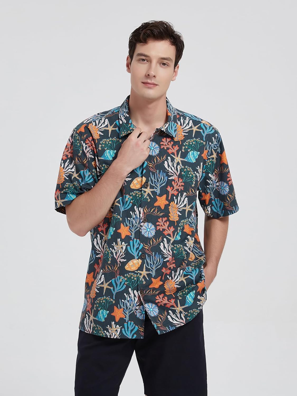 Men's Hawaiian Shirts Short Sleeve Casual Button Down Shirt for Men Tropical Holiday Cotton Linen Shirts - Image 4