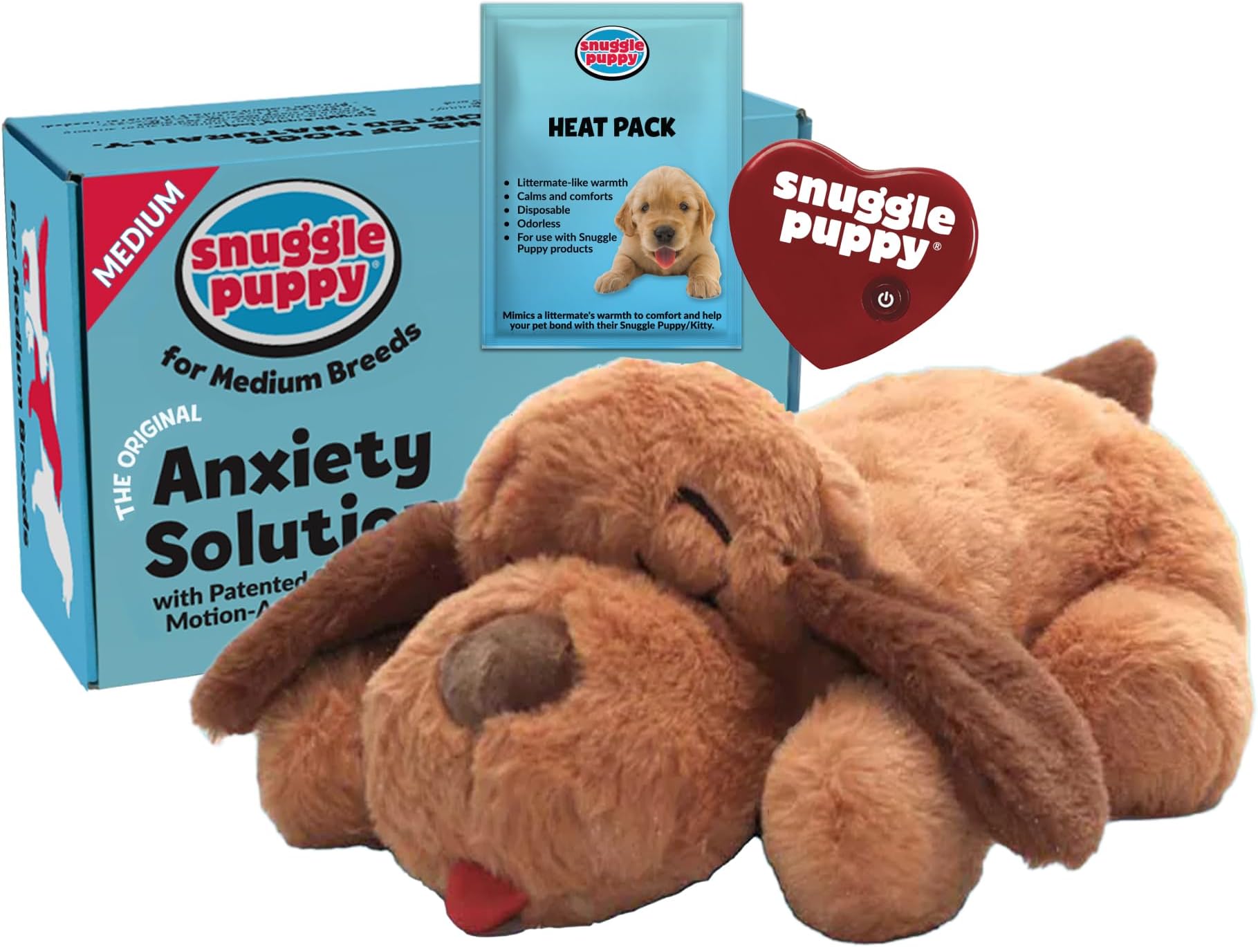 Original Snuggle Puppy Heartbeat Stuffed Dog Toy. Puppy Toy for Anxiety Relief, Calming Aid, and Comfort Toy for Behavioral Training in Biscuit
