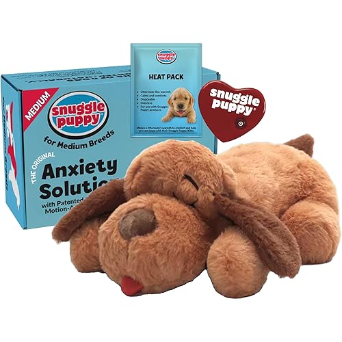 Snuggle Puppy Original Heartbeat Puppy Toy with Real-Feel Pulse & Heat Pack, Calming Sleep Aid for Puppy Anxiety, Crate Training, First Nights & New Puppy Transition - Biscuit